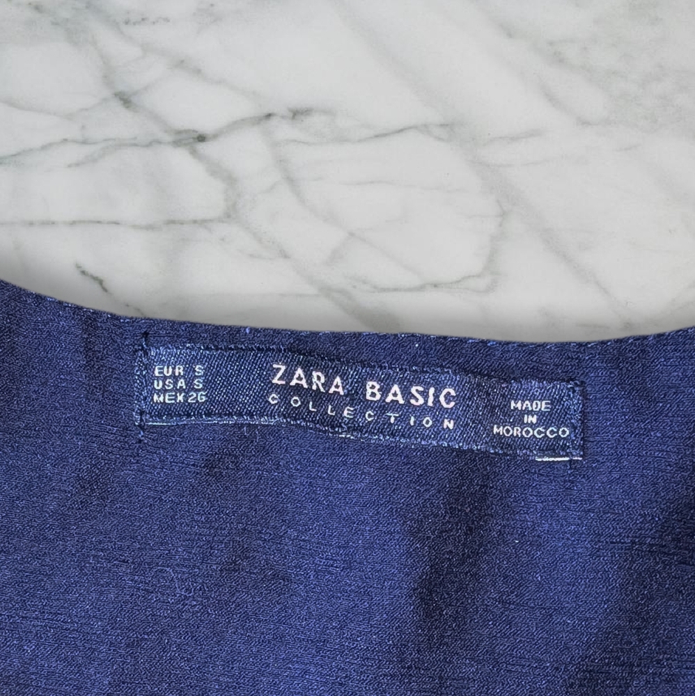 Zara Basic Collection Black Belted Navy Blue Midi… - image 3